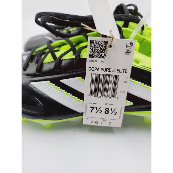 Size 7.5 Men’s Adidas Copa Pure 3 Elite FG Soccer Cleats Black New JH6304